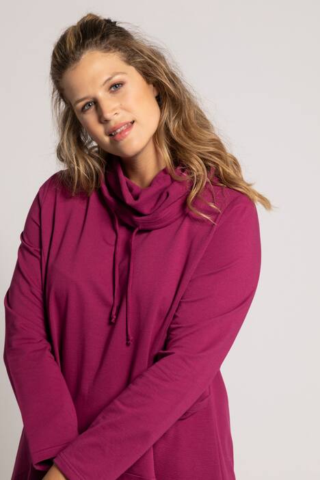 Velvet Inset Hi-Low Stretch Tunic Sweatshirt