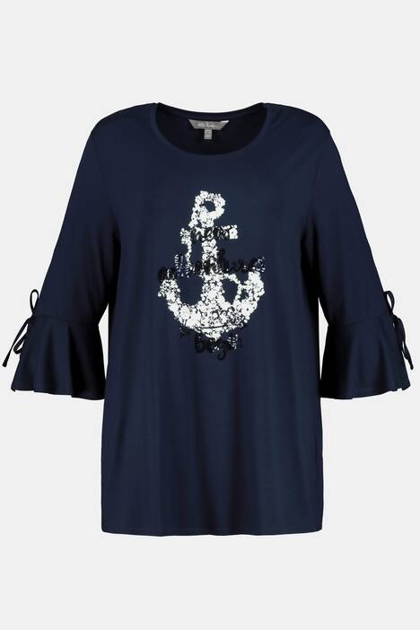 Sequin Anchor Statement Stretch Knit Top