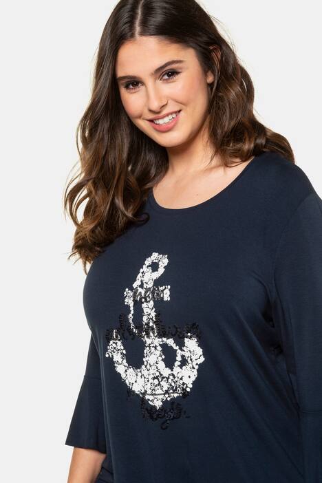 Sequin Anchor Statement Stretch Knit Top