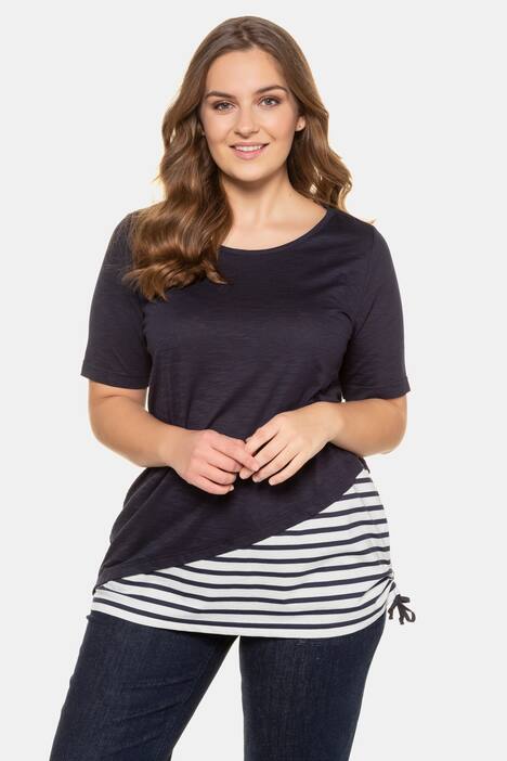 Longshirt, Streifensaum, Raffband, Biobaumwolle