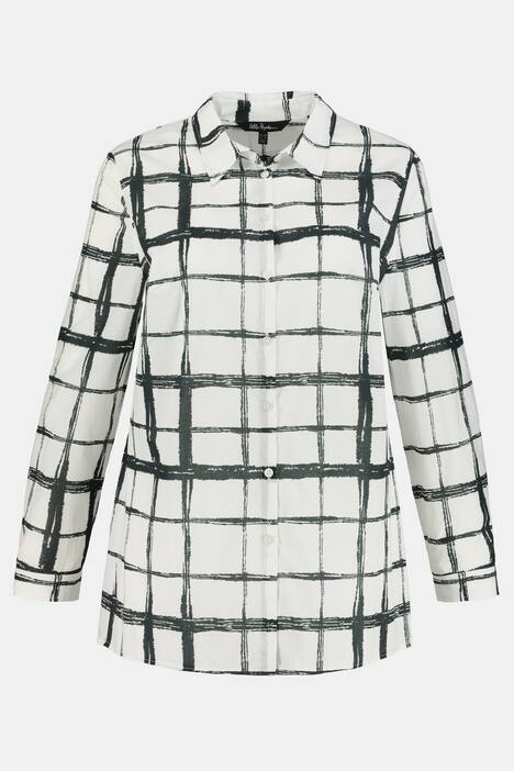 Brushstroke Check Button Front Long Sleeve Shirt