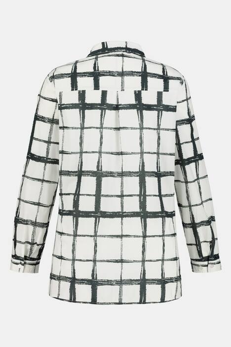 Brushstroke Check Button Front Long Sleeve Shirt