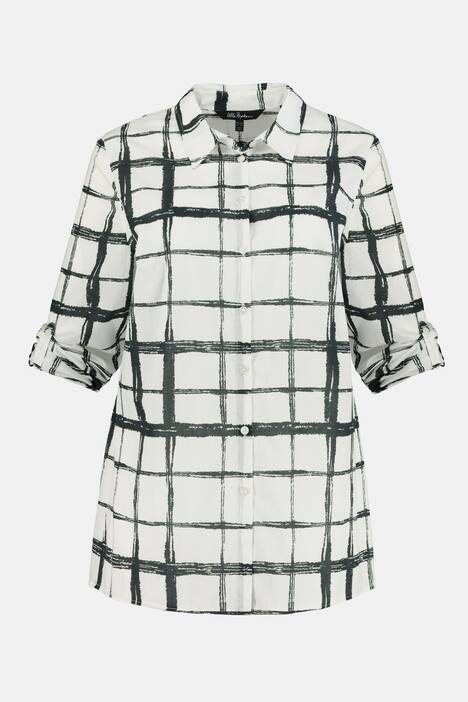 Brushstroke Check Button Front Long Sleeve Shirt