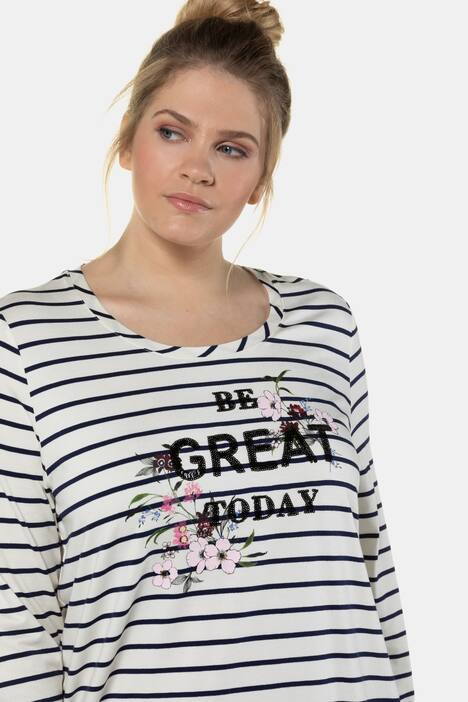Shirt, Ringel, Classic, Blüten, Pailletten