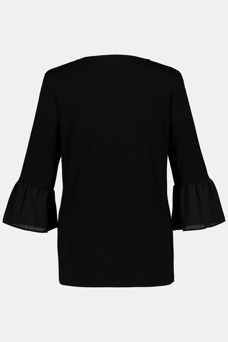 Shirt, 3/4-Volantärmel, V-Ausschnitt, selection