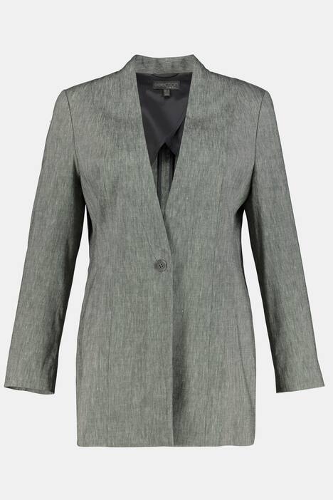 Leinenblazer, Stehkragen, Stretch, selection