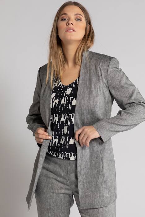 Leinenblazer, Stehkragen, Stretch, selection