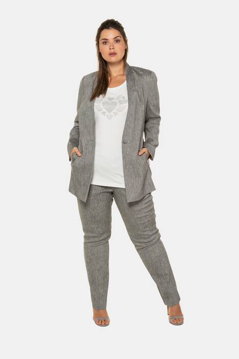 Leinenblazer, Stehkragen, Stretch, selection