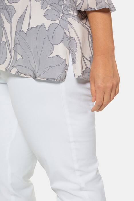 Cupro-Tunika, Blüten, Trompetenärmel, selection