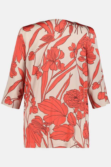 Art Nouveau Floral Print Slinky Stretch Knit Top