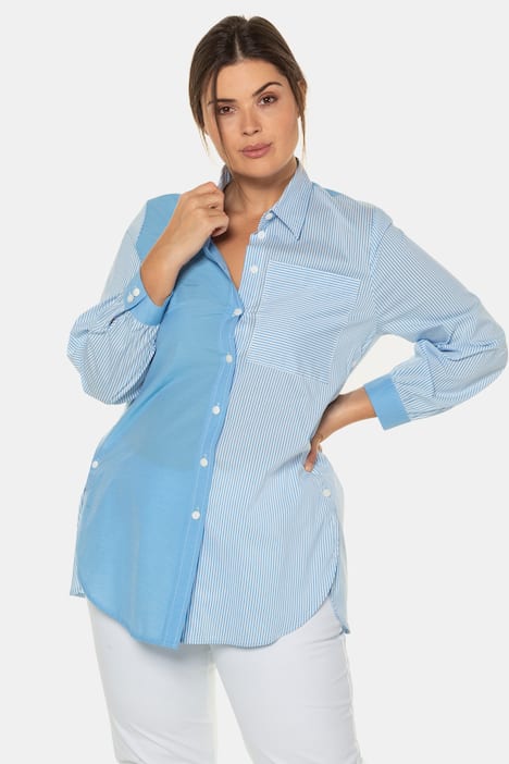 Streifenbluse, Patchlook, Langarm, selection