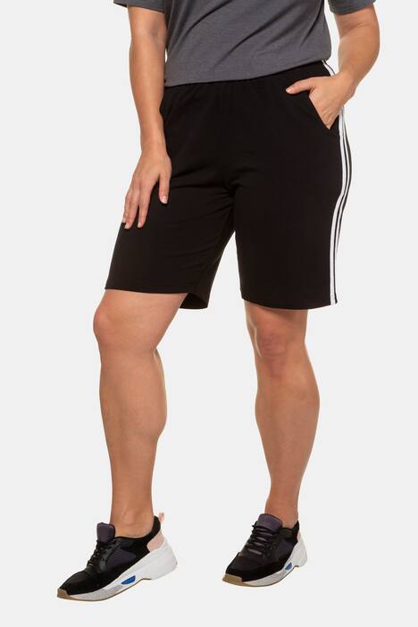 Side Seam Stripe Elastic Waist Stretch Knit Shorts