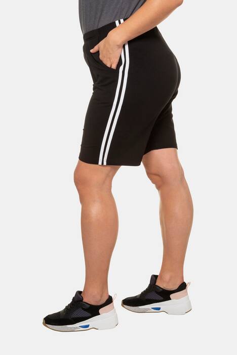 Side Seam Stripe Elastic Waist Stretch Knit Shorts