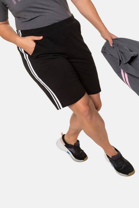 Side Seam Stripe Elastic Waist Stretch Knit Shorts