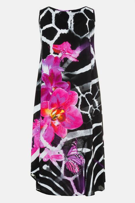 Giraffe Floral Print Swing Hem Tank Beach Dress
