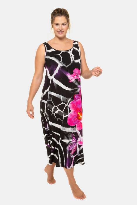 Giraffe Floral Print Swing Hem Tank Beach Dress