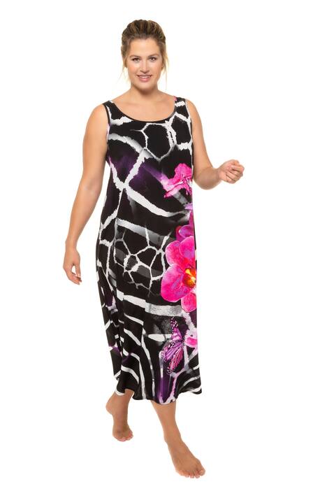 Giraffe Floral Print Swing Hem Tank Beach Dress