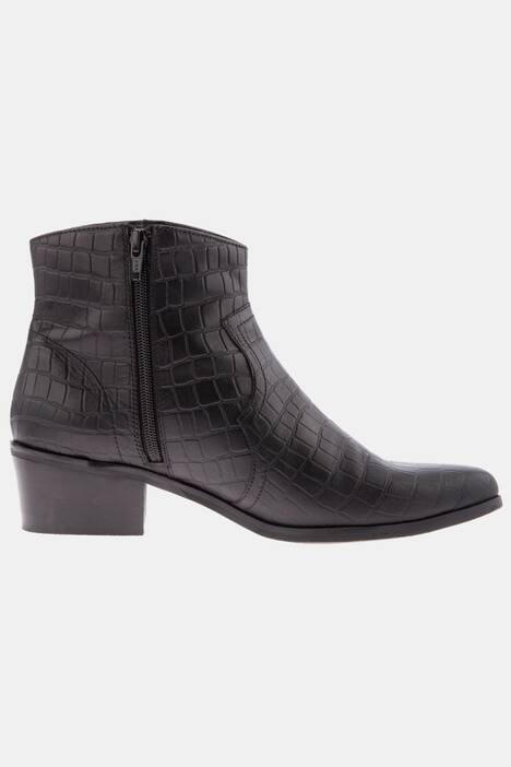 Stiefelette, Leder mit Kroko-Prägung, Innenzipper