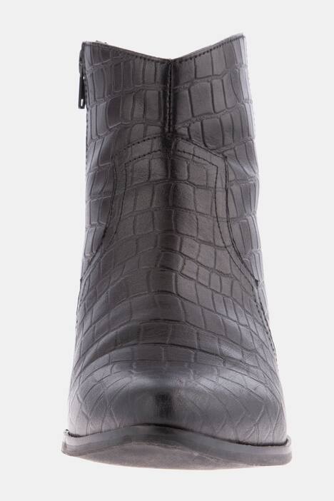 Stiefelette, Leder mit Kroko-Prägung, Innenzipper