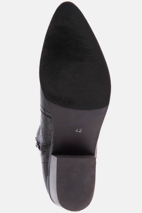 Stiefelette, Leder mit Kroko-Prägung, Innenzipper