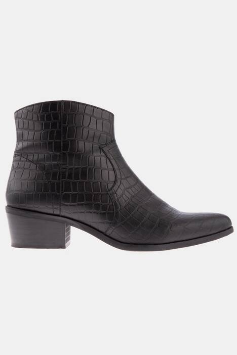 Stiefelette, Leder mit Kroko-Prägung, Innenzipper