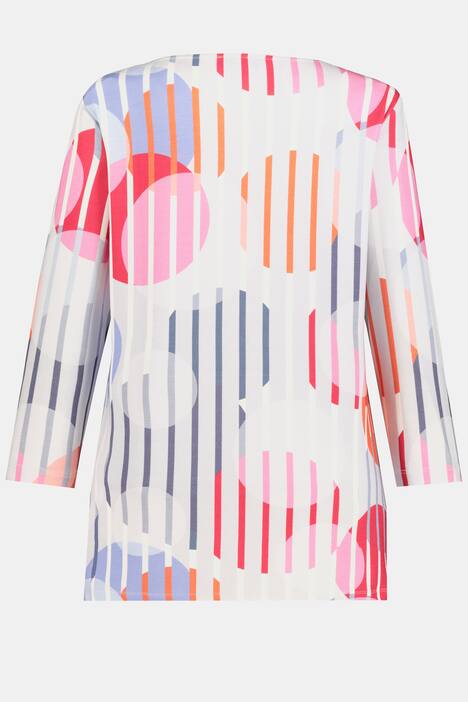 Shirt, Streifen/Kreise, 3/4-Ärmel, gerundeter Saum