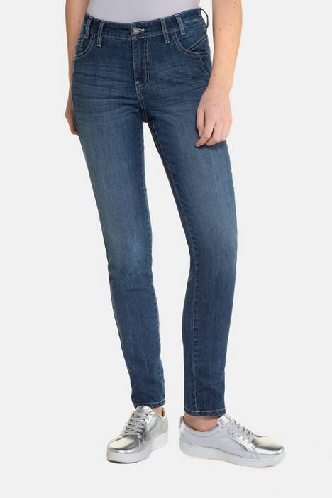 Jeans Julia, Saum-Zierband, schmale 5-Pocket-Form