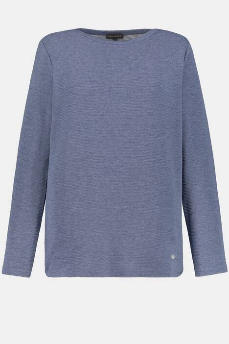 Sweatshirt, Querrippen, U-Boot-Ausschnitt, Zierknöpfe