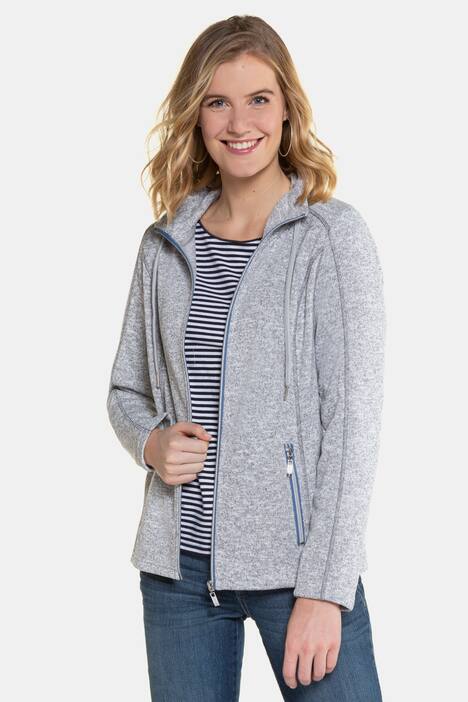 Strickfleece-Jacke, Stehkragen, Zipper