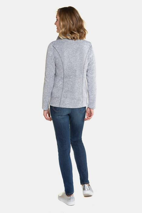 Strickfleece-Jacke, Stehkragen, Zipper
