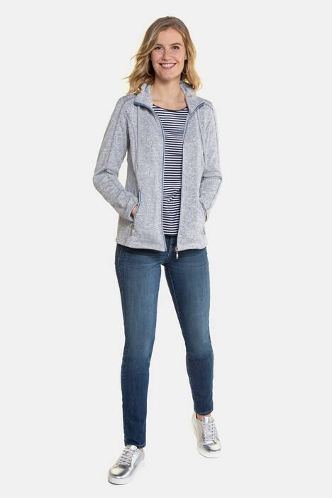 Strickfleece-Jacke, Stehkragen, Zipper
