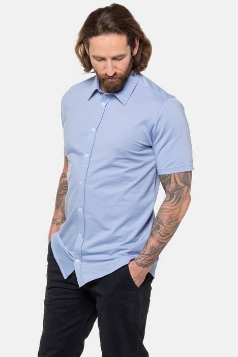 Hemd, Halbarm, Jersey, Kentkragen, Modern Basic Fit