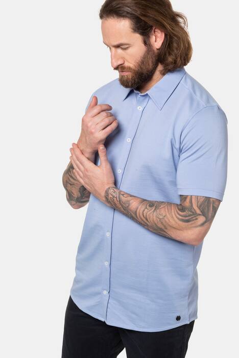 Hemd, Halbarm, Jersey, Kentkragen, Modern Basic Fit