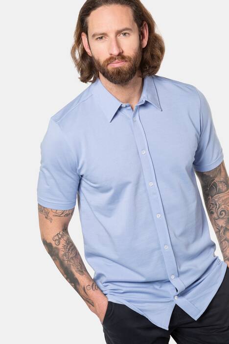 Hemd, Halbarm, Jersey, Kentkragen, Modern Basic Fit