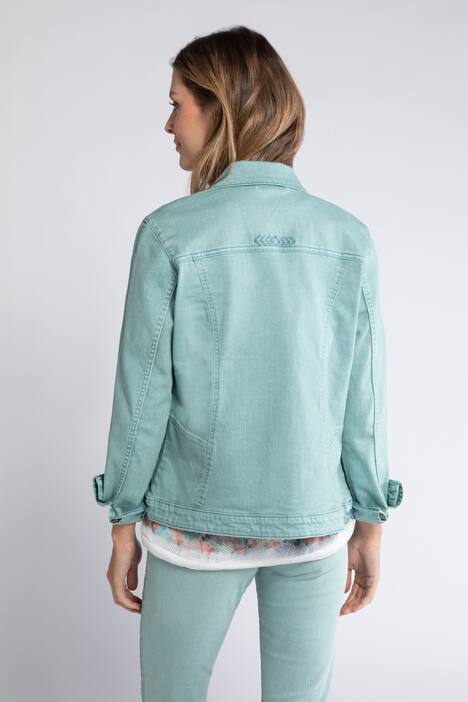 Jeansjacke, Ärmel-Stickerei, Trendfarbe