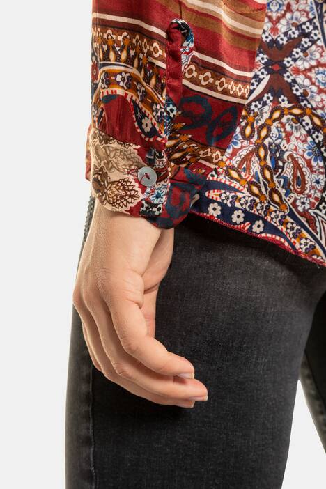 Schlupfbluse, Paisley, V-Ausschnitt, Zierfalte