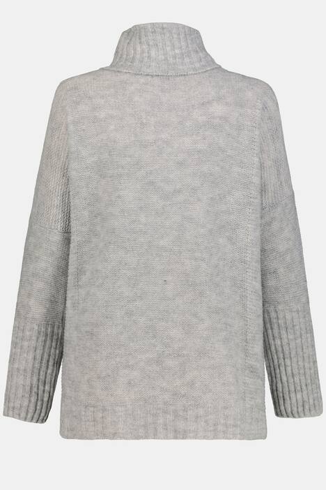 Pullover, Rollkragen, Krausstrick, Woll-Mix
