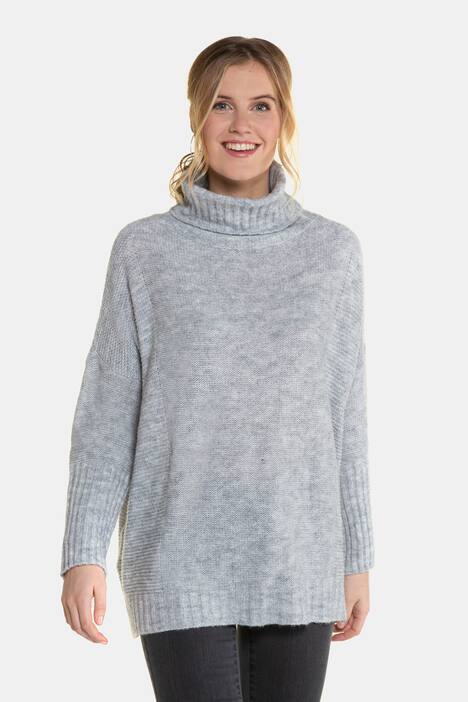 Pullover, Rollkragen, Krausstrick, Woll-Mix