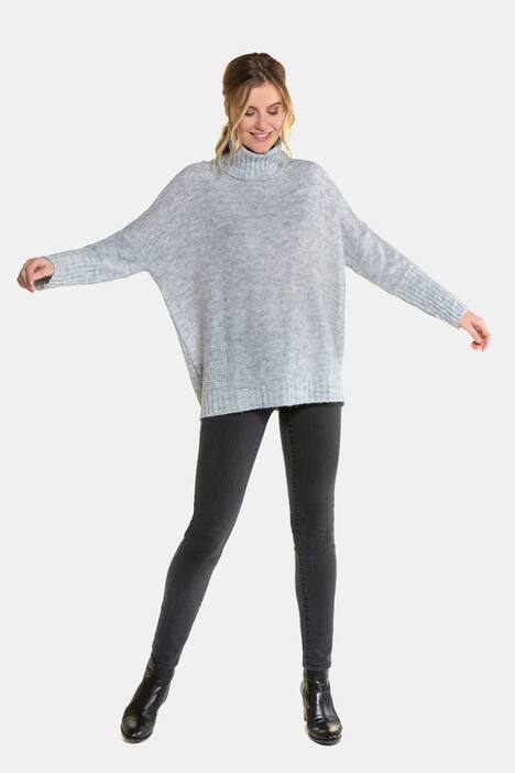 Pullover, Rollkragen, Krausstrick, Woll-Mix
