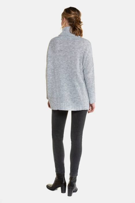 Pullover, Rollkragen, Krausstrick, Woll-Mix