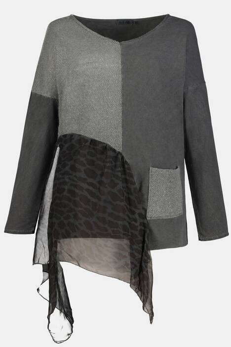Sweatshirt, Patch-Look, Zipfelsaum, Langarm