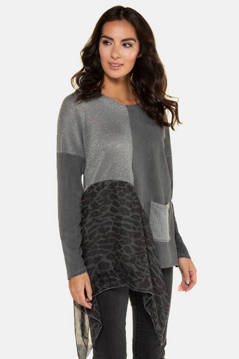 Sweatshirt, Patch-Look, Zipfelsaum, Langarm