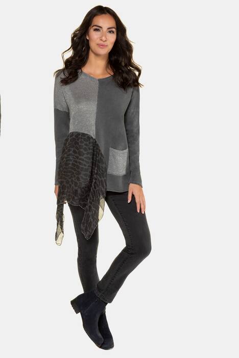 Sweatshirt, Patch-Look, Zipfelsaum, Langarm