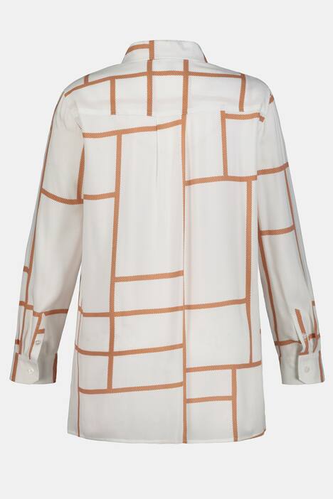 Graphic Lines Print Button Front Blouse