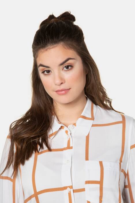Graphic Lines Print Button Front Blouse