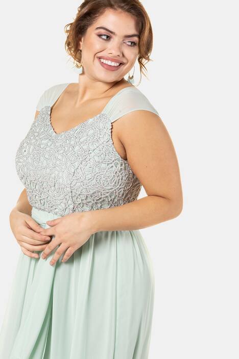 Kleid, Glitzerbänder, Chiffonrock, Jersey-Unterkleid