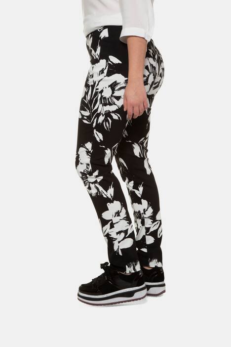 Bengalinhose, geblümt, schmales Bein, Elastikbund