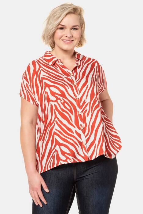 Hemdbluse, Zebramuster, Oversized, Viskose