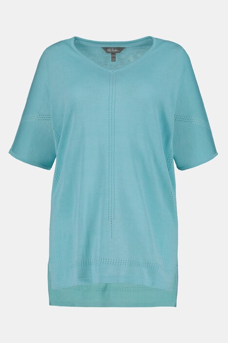 Pullover, Ajourstreifen, Oversized, Halbarm