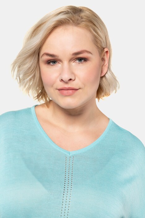 Pullover, Ajourstreifen, Oversized, Halbarm